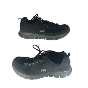Skechers Elite Memory Foam Womens 8.5 Wide Black Leather Sneakers 11717EW BBK